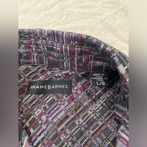 Jhane Barnes Lightweight Textured Button Down in Purple Based Multi-Color - Picture 4 of 6